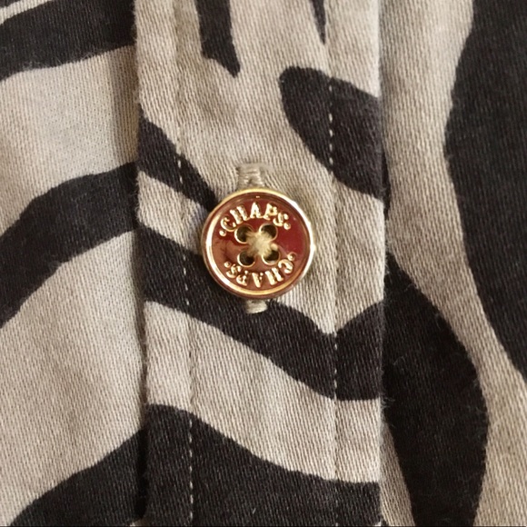 Animal Print Button Down Shirt, Chaps Zebra Print Top, Tiger, 3/4 Sleeve Plus 3x - Picture 4 of 14